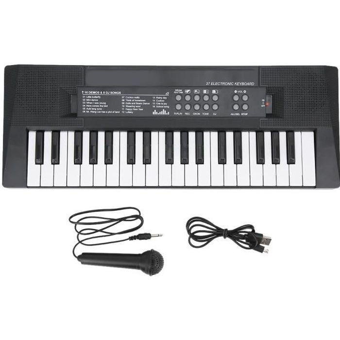 Piano eléctrico VINGVO de 37 teclas con teclado, instrumento musical de juguete para niños con función de micrófono.
