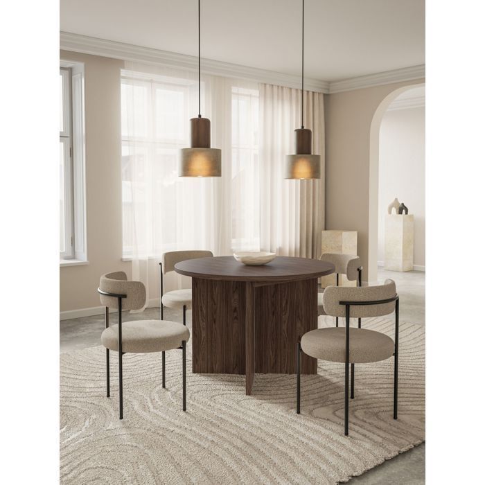 Table à manger ronde – OVO – Aspect noyer Wisconsin – Extensible – 110–190×110 cm