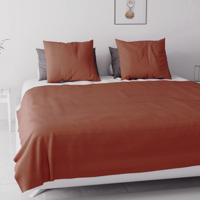 Jeté de lit ou canapé 220x240 cm ADELE brique, par Soleil d'ocre