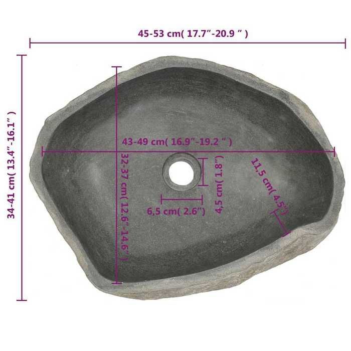 vidaXL Oval River Stone Washbasin, Hand Basin, Countertop Washbasin for Toilet, Bathroom, Home, 242668