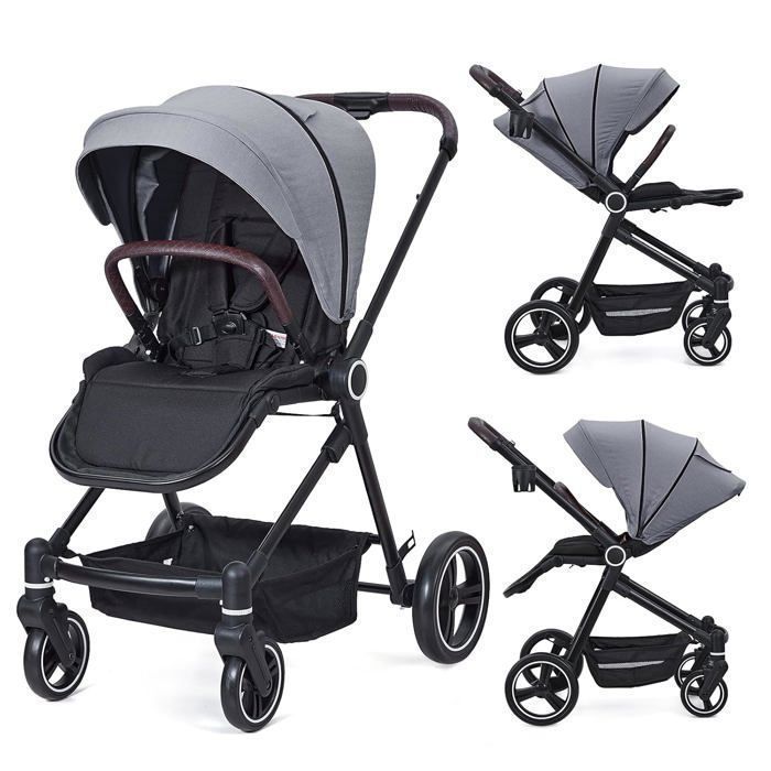 Cochecito 3 en 1 - Cochecito compacto - Fácil de plegar y transportar - Gris - Capacidad de carga de 22 kg