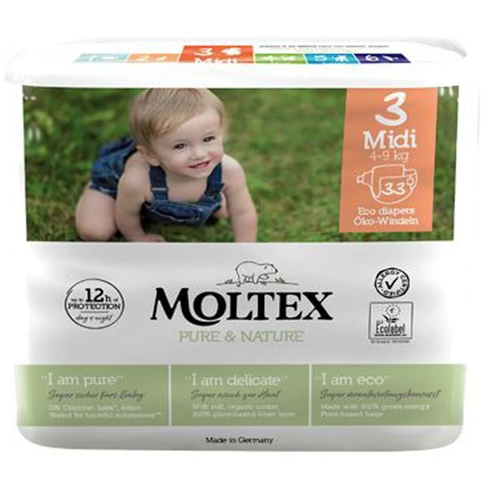 MOLTEX luiers Moltex Pure & Nature Midi 4-9 kg maat 3 33 stuks