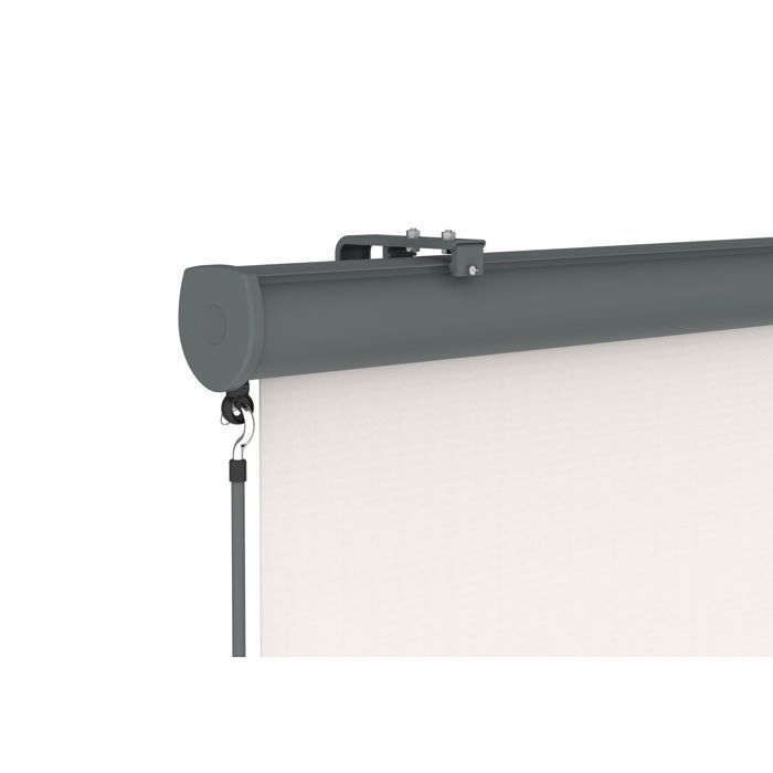 Retractable vertical awning with cassette and crank – 1.4 x 2.5 m – Beige fabric, grey frame – Patio sun protection