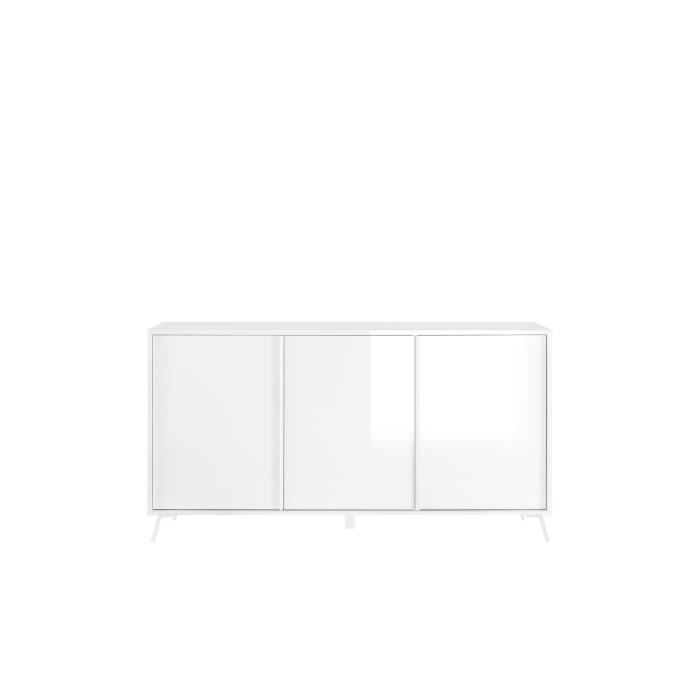 Aparador CITIZEN - Acabado lacado blanco brillante - 3 puertas - Ancho 156 x Profundidad 40 x Alto 84 cm