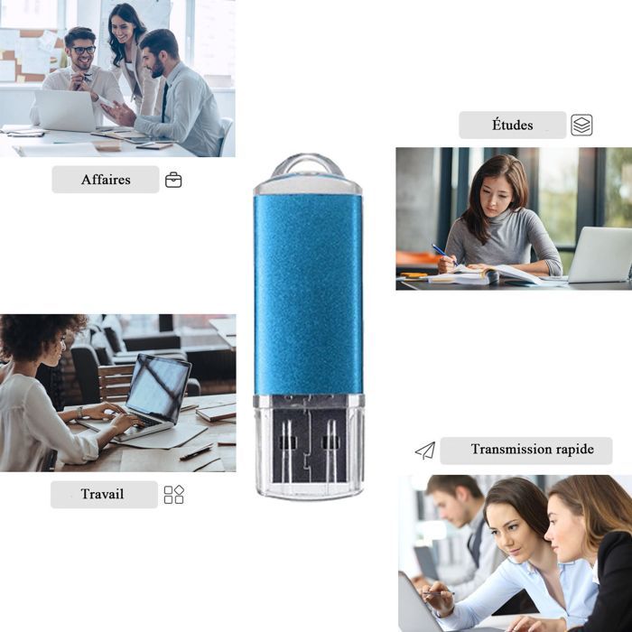 REWBOAT Unità flash esterne USB-C USB 2.0 da 32 GB, involucro in metallo + copertura in plastica, blu, argento, rosso, confezione da 3