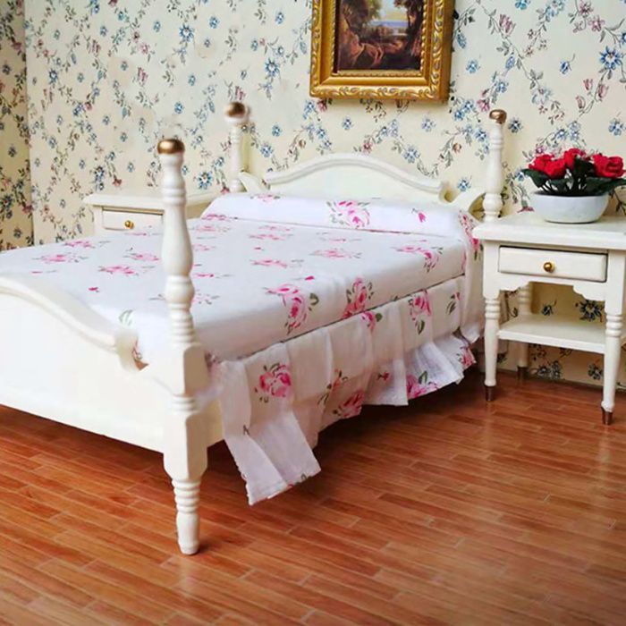 Set of 6 mini wooden bedrooms, furniture accessories for 1:12 dollhouse