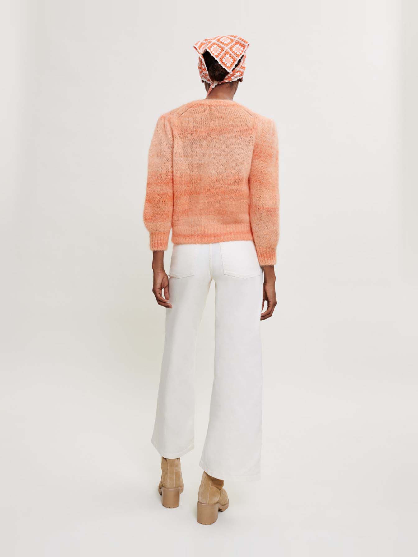 Bedrukt mohair vest - Oranje