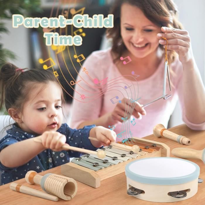Instrumento musical - Juguete para bebés - Xilófono y maracas - Madera Montessori - 3 años - Unisex