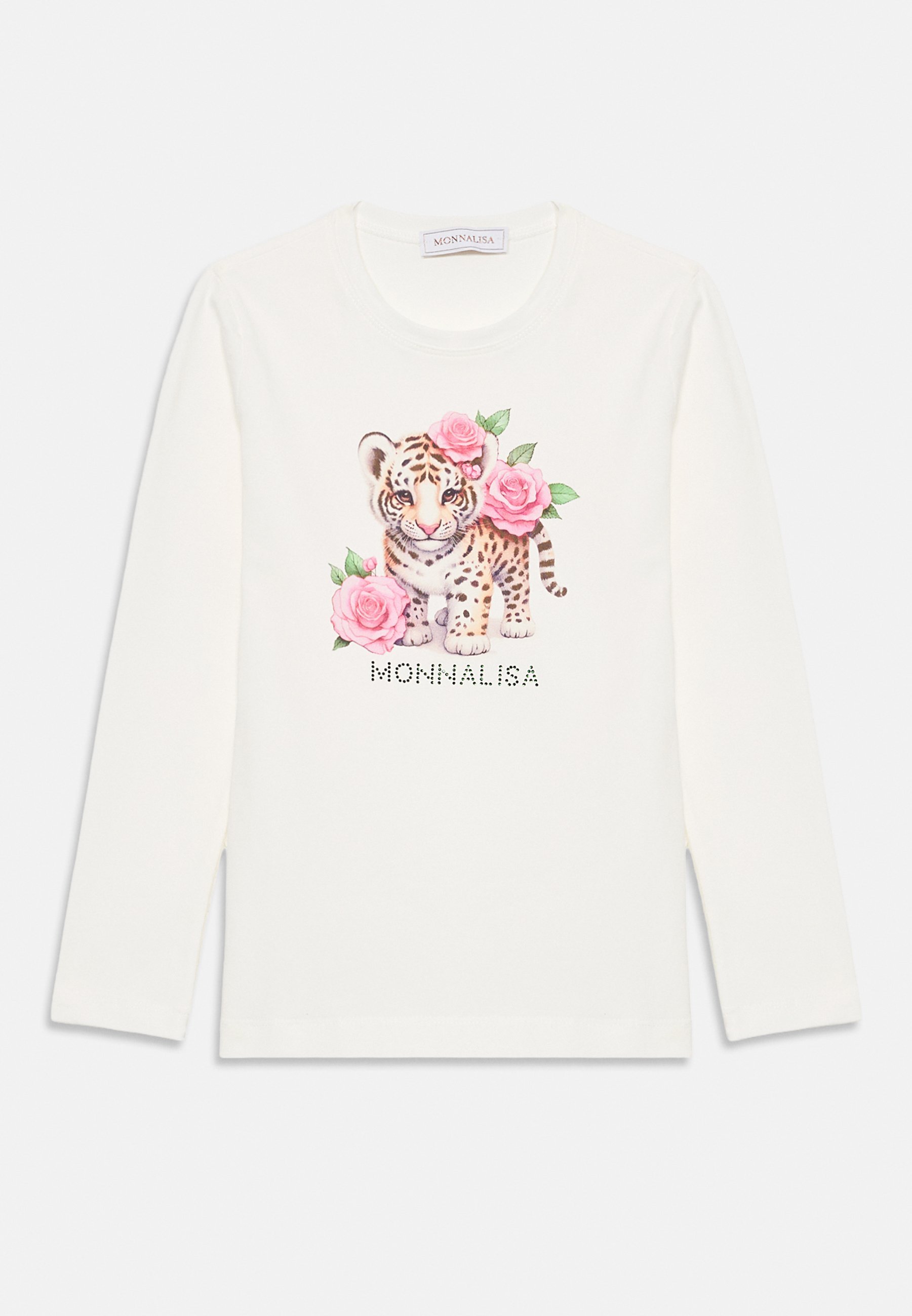 Monnalisa LEOPARD AND ROSES - Top met lange mouwen - panna