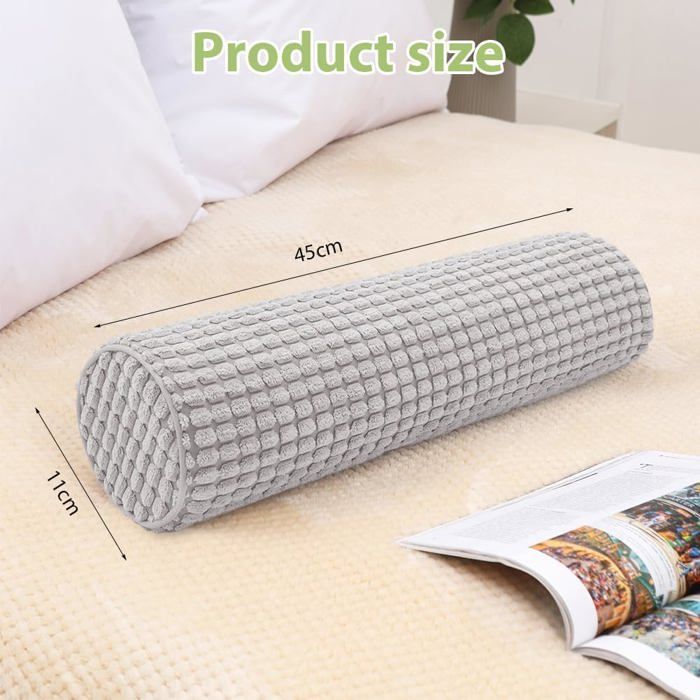 Cojín cilíndrico con funda, de espuma viscoelástica, 11 x 45 cm, cojín ortopédico, lavable, cojín de posicionamiento