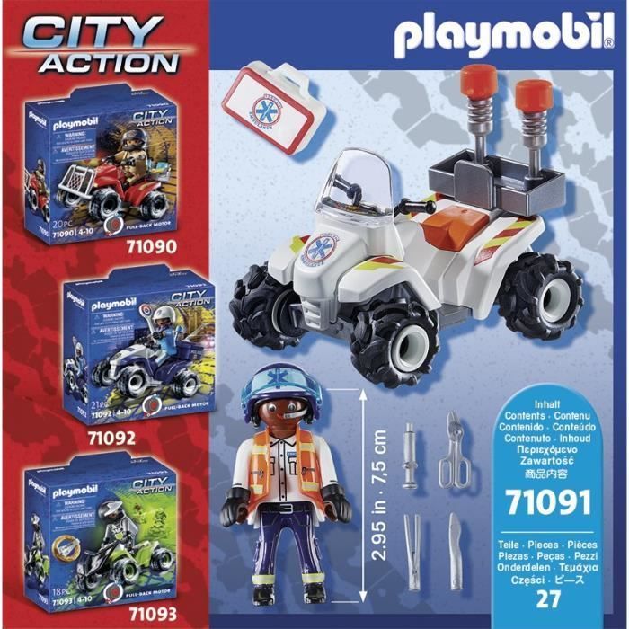 PLAYMOBIL - 71091 - Soccorritore e Quad - Accessori di soccorso - Unisex - Plastica
