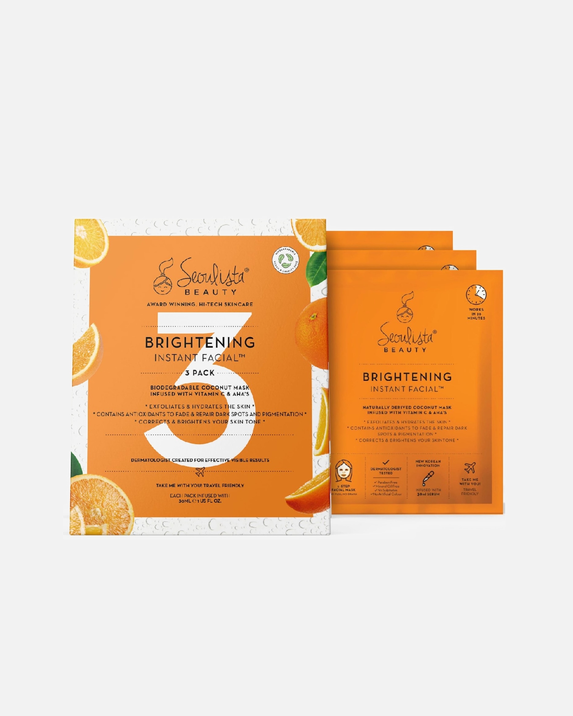 seoulista beauty Brightening Instant Facial - Multi Pack 3's