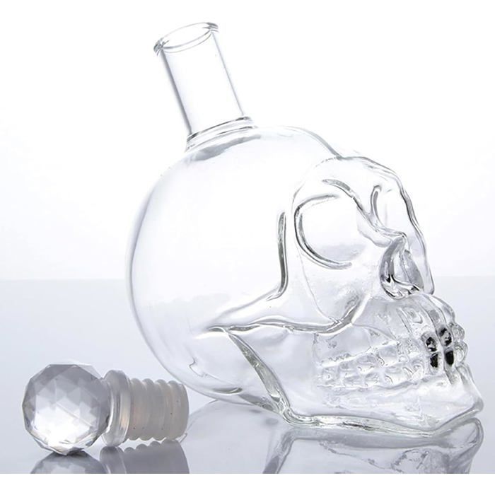 Decantador de whisky con forma de calavera de 1000 ml, botella de gran capacidad para vodka, brandy, vino y whisky.