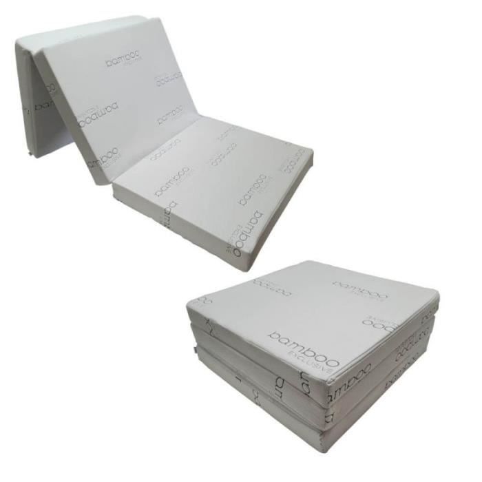Matelas pliable NATALIA SPZOO - 1 place - Gris - Mousse - Housse lavable - 198 x 80 x 10cm