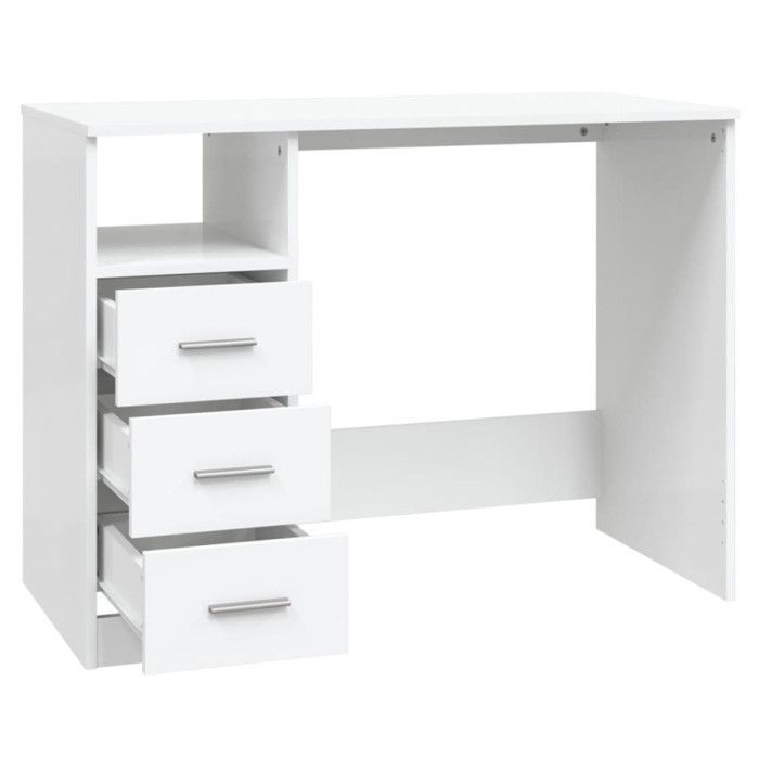 vidaXL Bureau avec tiroirs Blanc 102x50x76 cm Bois d'ingénierie 823032