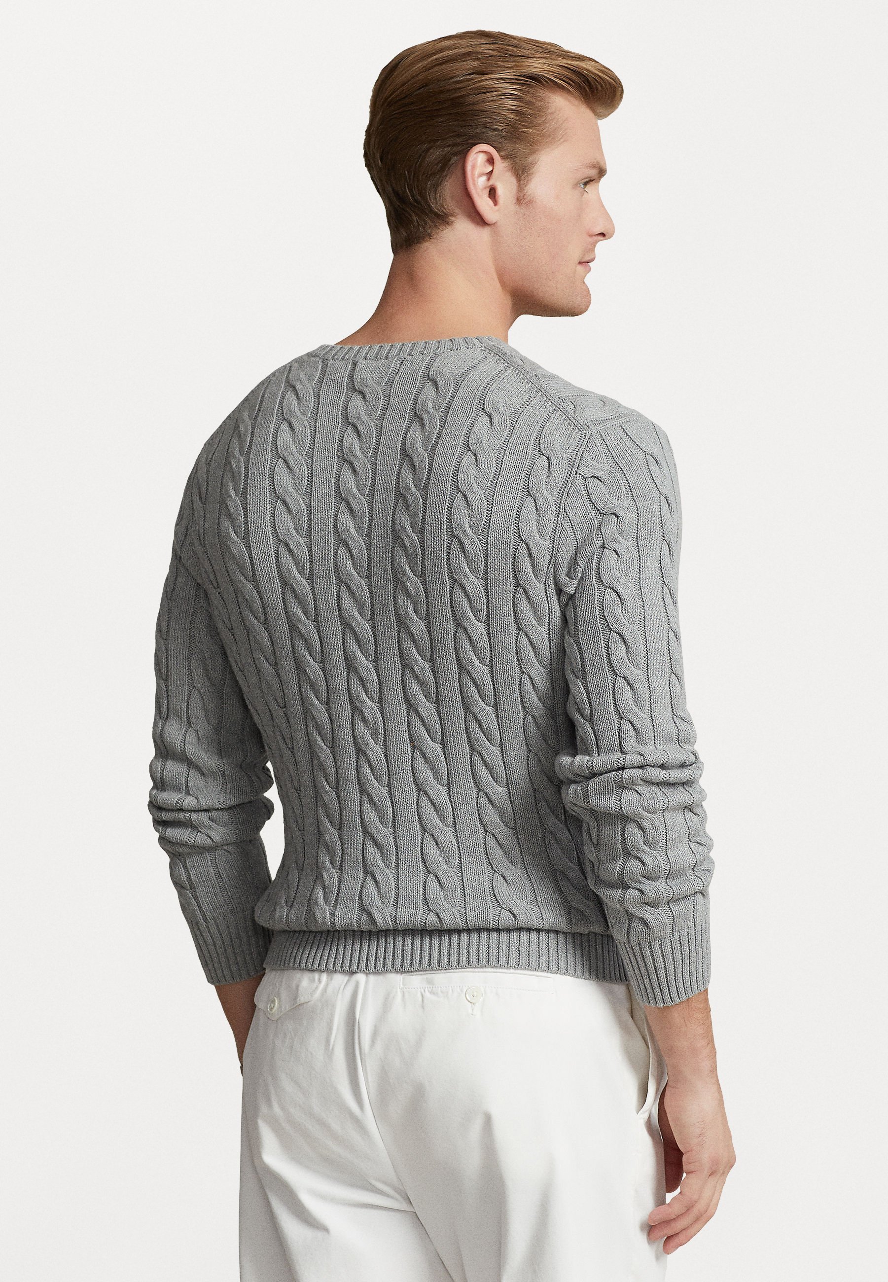 Maglione in cotone a trecce Polo Ralph Lauren - Maglione - grigio beige mélange