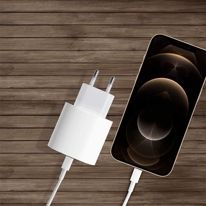 Chargeur Rapide 20W - QJRRX - USB C - 1M - Compatible iPhone 15 et Galaxy S24