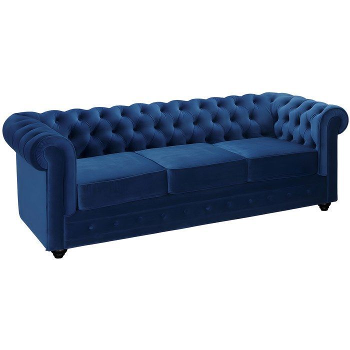 Divano a 3 posti, divano a 2 posti e poltrona CHESTERFIELD - velluto blu royal