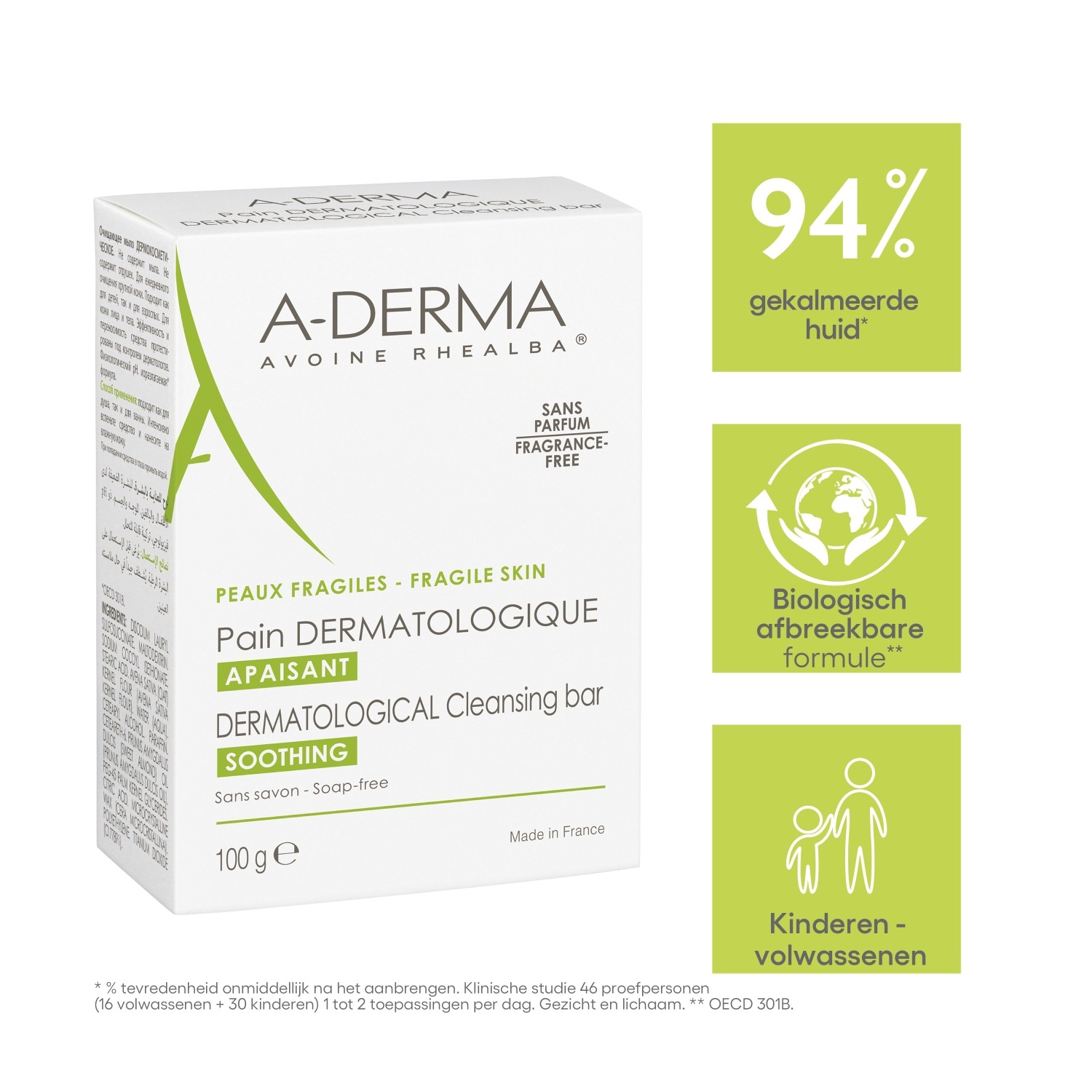 A-DERMA Körperseife, dermatologische Reinigungsseife – 100 ml