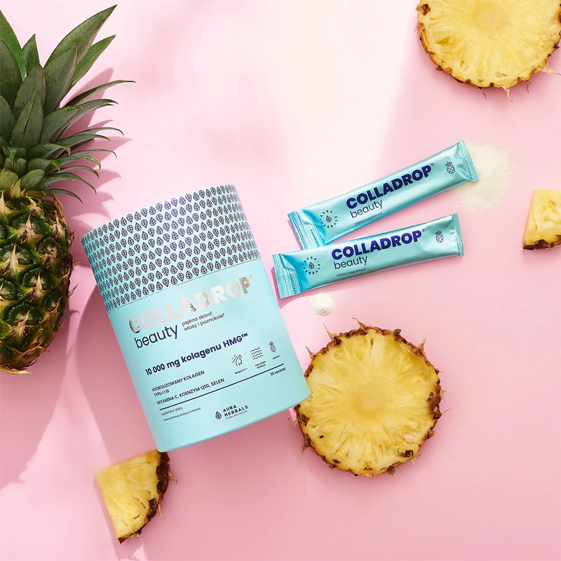 Aura Herbals Colladrop Beauty collagen HMG 10.000 mg prehransko dopolnilo morski kolagen za lepe lase, kožo in nohte