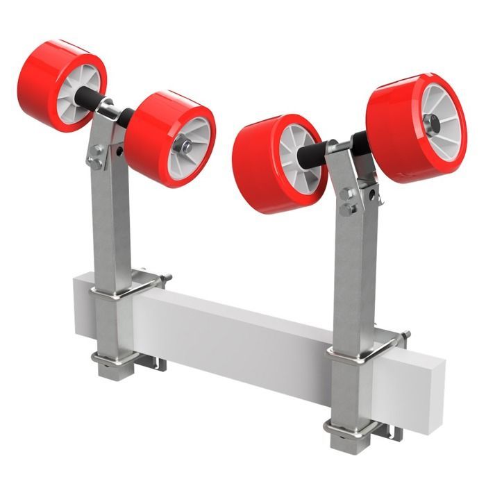 2x Pendulum Roller Trailer Launching Aid for Boat, TPU SUPROD Ø 120 mm Red/Grey
