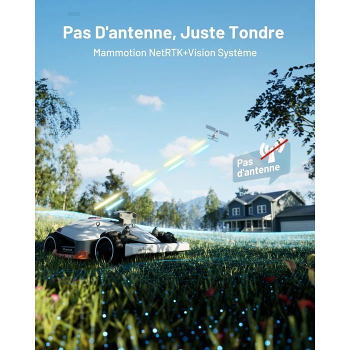 Robot Tondeuse Mammotion LUBA 2 AWD 5000X sans Fil Périphérique NetRTK+Vision Jusqu’à 5000m² à 6000m² Pentes 80% avec 4G Module