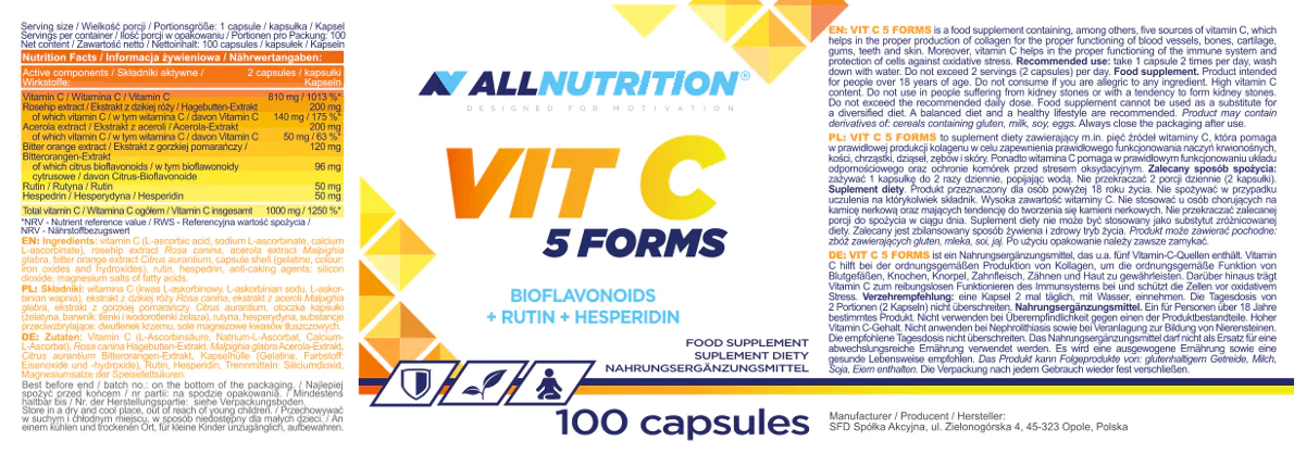 Allnutrition Vit C 5 Forms, Kapsułki