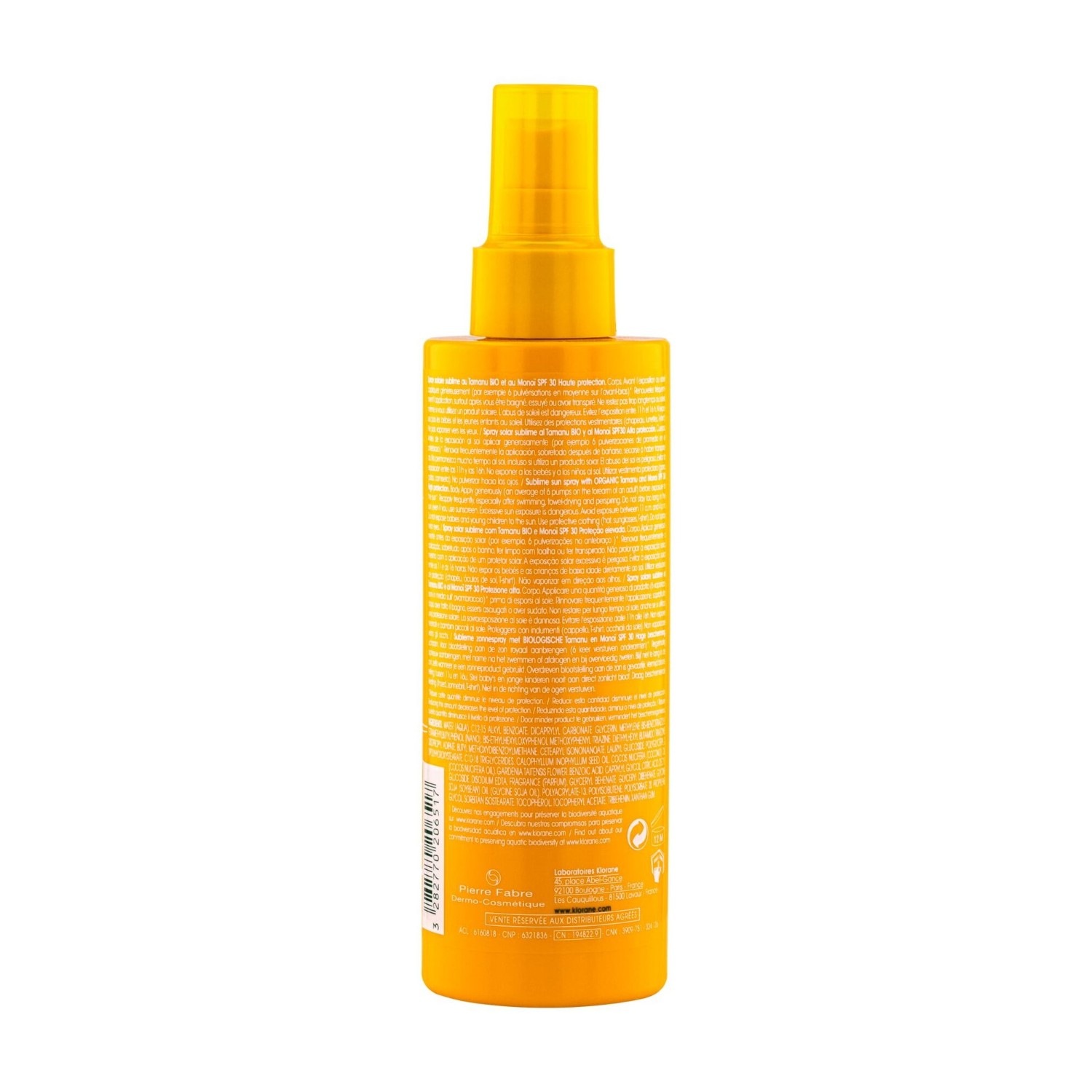 Klorane Spray solaire sublime SPF 30 au Tamanu BIO et au Monoï