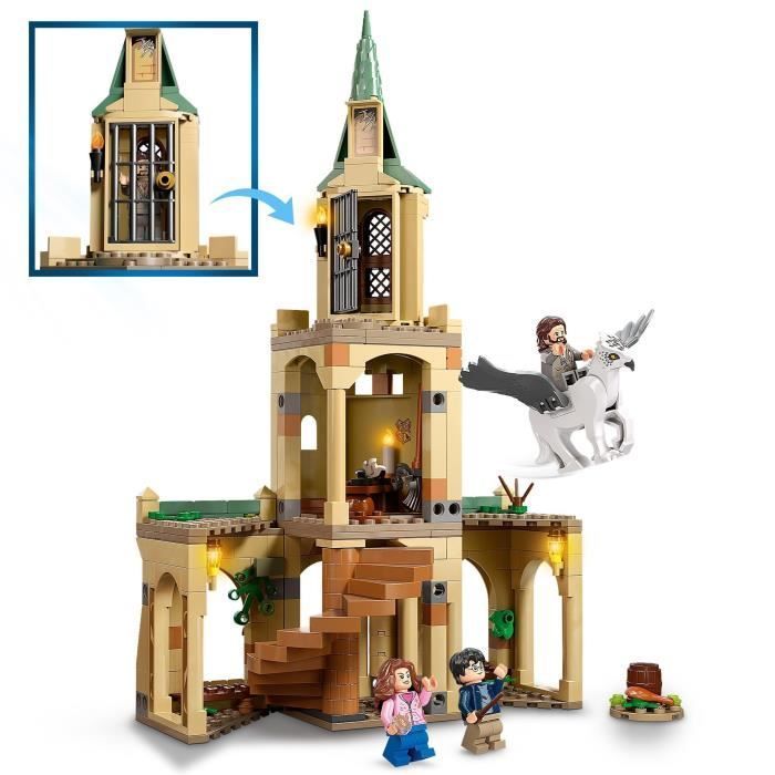 LEGO® 76401 Harry Potter La Cour de Poudlard : le Sauvetage de Sirius, Jouet et Figurine d'Hippogriffe avec Château Fort et Balai