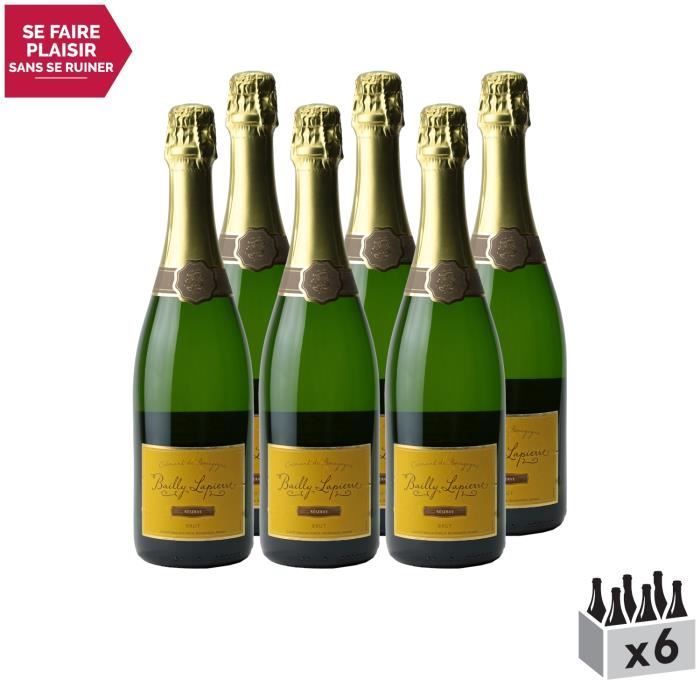 Crémant de Bourgogne Brut Réserve Blanc. Lote de 6x75cl. Las bodegas Bailly Lapierre. Vino espumoso AOC Blanc de Bourgogne.