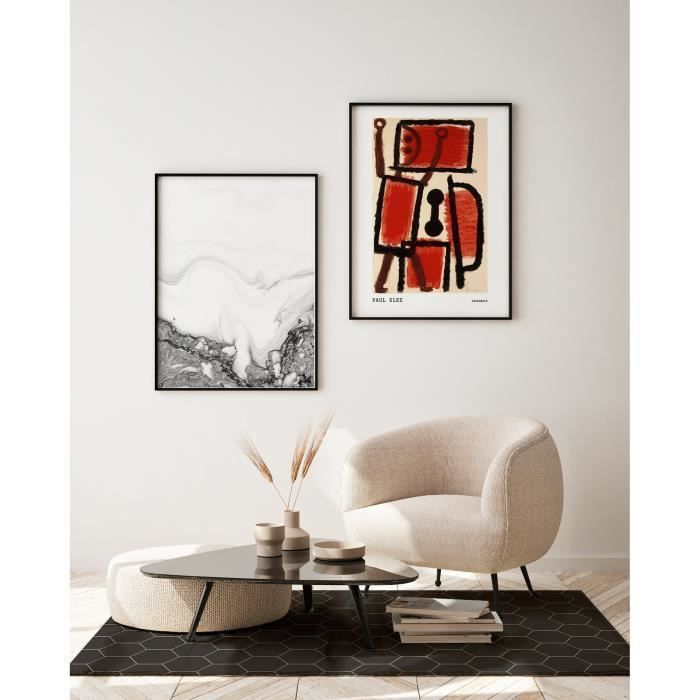Tapis Vinyle Panorama Mosaïque Hexagones Gris 60x200 cm - Tapis pour Cuisine, Bureau et Salon en PVC