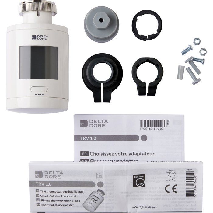 Cabezal termostático y adaptadores TRV 1.0 - Delta Dore - TRV 1.0 Adapt - Calefacción conectada - Programación - Control por voz