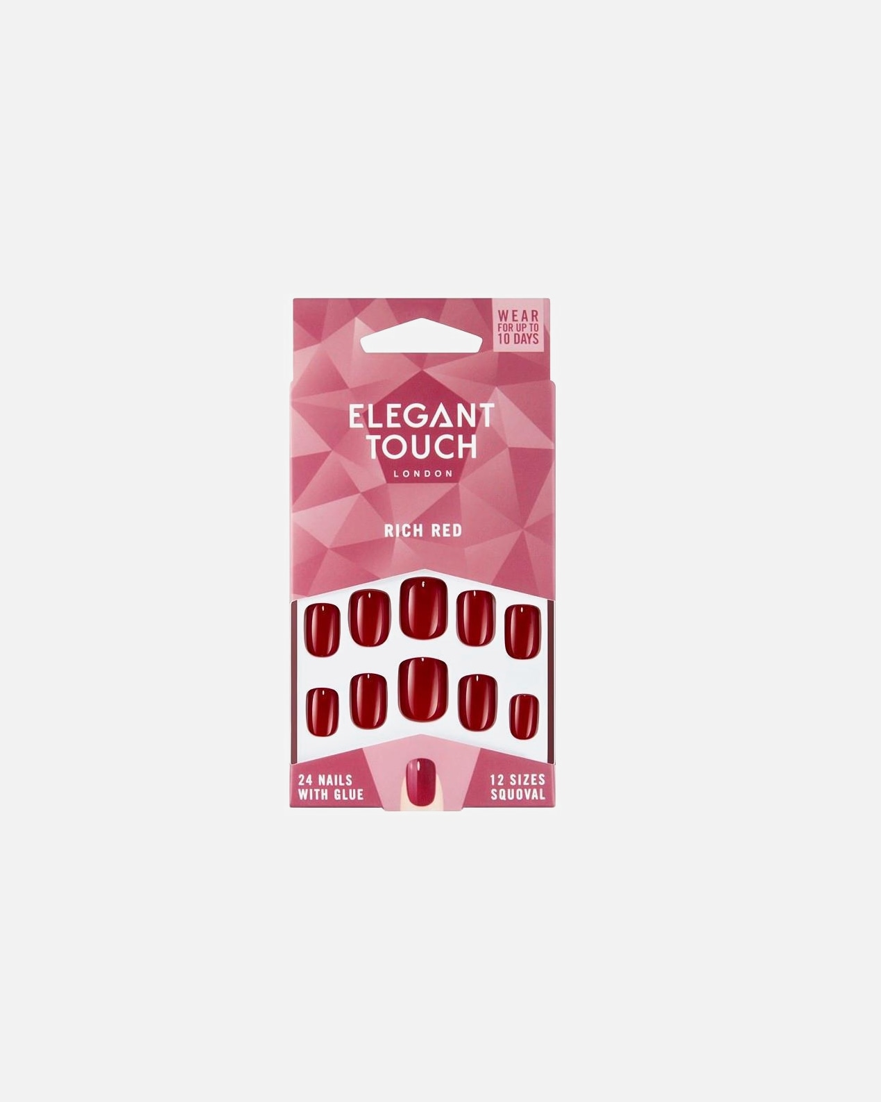 Unghie artificiali Elegant Touch in un intenso colore rosso – 1 pezzo