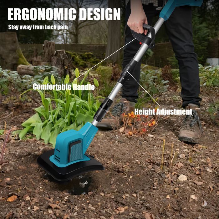 Motoculteur Électrique Sans Fil - 360RPM 400W Motoculteur - 330r/min - Lame double - Largeur coupe 200 mm - Profondeur coupe 150 mm
