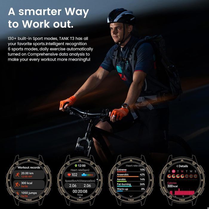 KOSPET Montre connecté Homme T3 Montres Connectée Sport 50m Etanche, 45+ jours ,Répondre/appeler, Sommeil,Tracker d'Activit- Noir