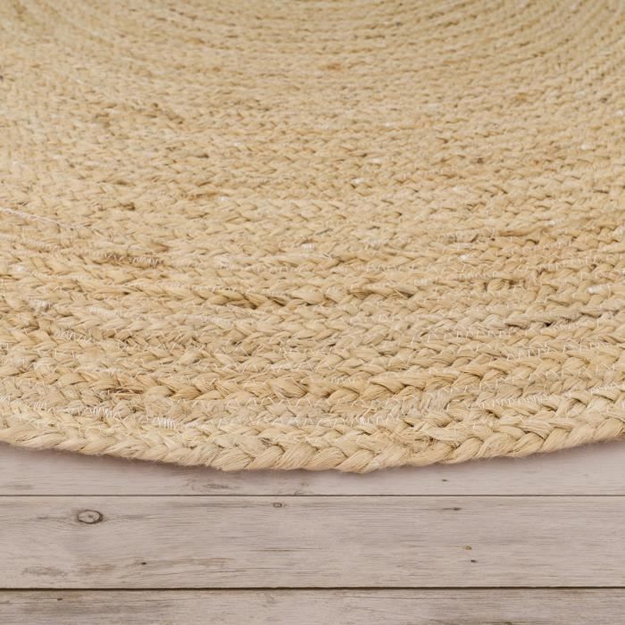 Alfombra redonda para salón Paco Home, pelo corto, hecha a mano, estilo moderno, estampado monocromático, blanco roto y beige, 100 cm de diámetro.