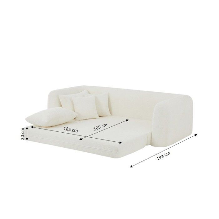 Sofá cama convertible de 3 plazas MORPHEO en tejido bouclé beige