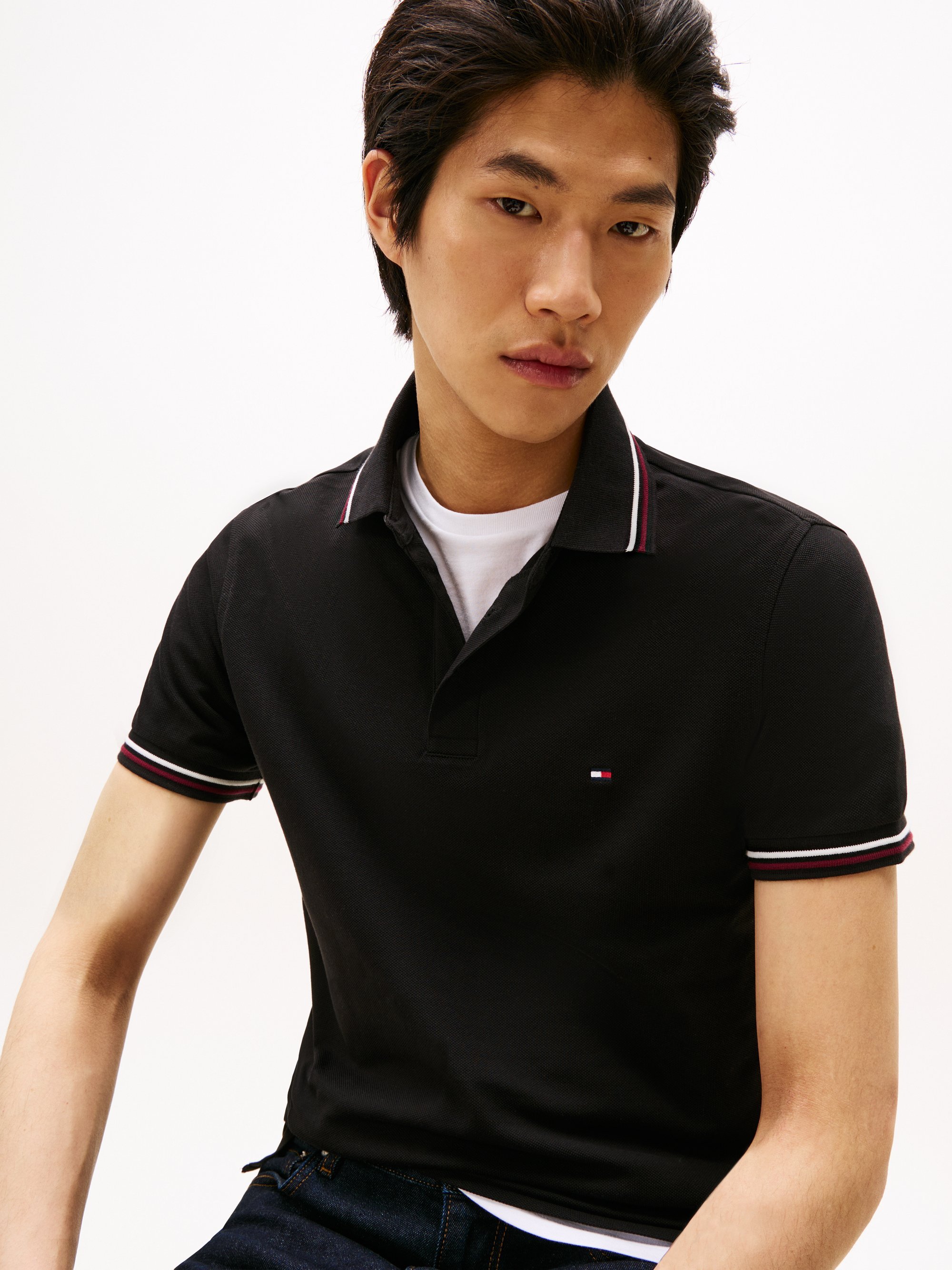 Polo Tommy Hilfiger TIPPED SLIM FIT - noir