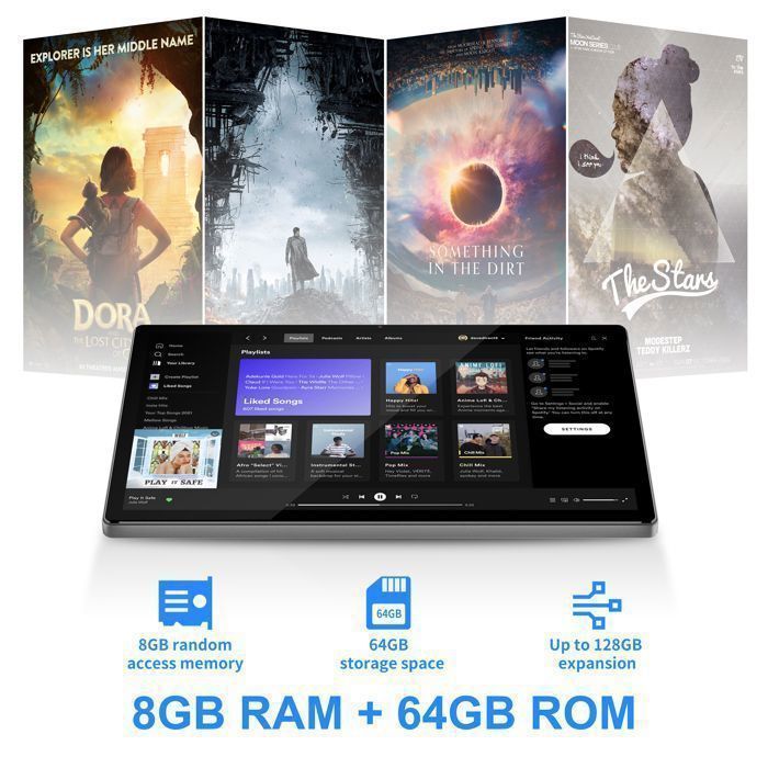 Tablette Android 15 New Tablette avec Case, 8 RAM+64 ROM Jusqu'à 128 Go, 5+8MP Camera, 5000mAh Tablette Bon qualité, bas prix