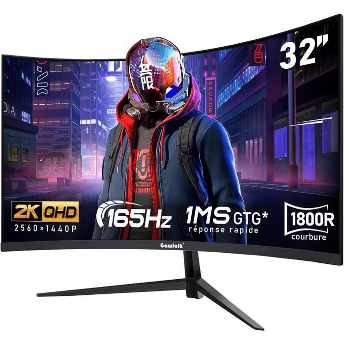 PC-monitor - Gawfolk - GF320B - 32 inch - 2K WQHD - 165Hz - Gebogen