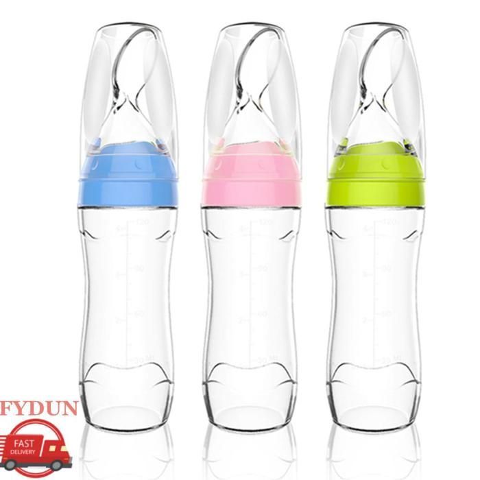 FYDUN Silicone Feeding Bottle, Compressed Silicone Baby Bottle, Blue