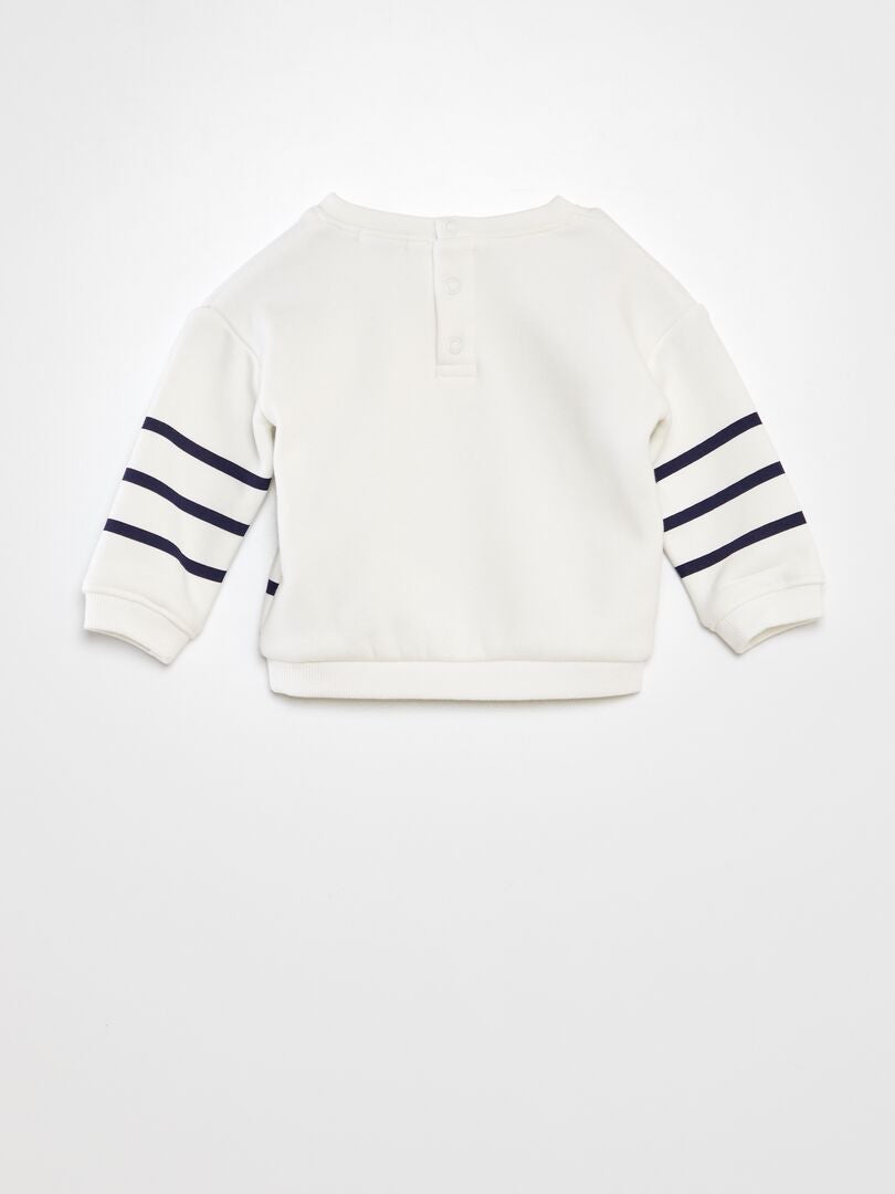 Bedrukte fleece sweater - WIT
