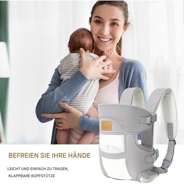 Portabebés horizontal ligero – Ajustable, ideal para viajes, festivales, senderismo y salidas urbanas – Cómodo y con correa para muebles