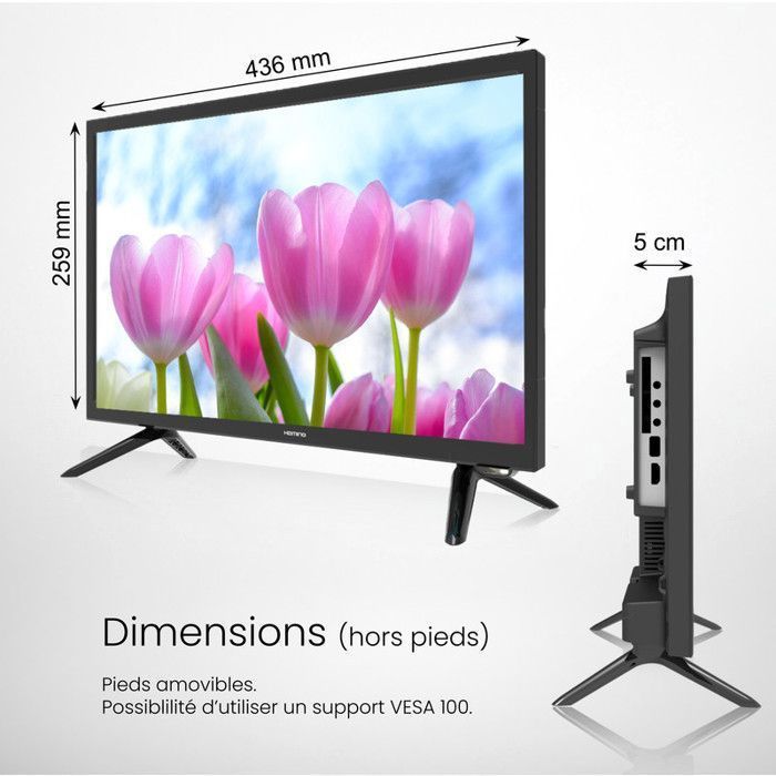 HEMING Smart TV 18,5'' 47 cm Android Connecté WIFI + Bluetooth - 12V/24V/220V - Camping Car Bateau Poids Lourd Cuisine