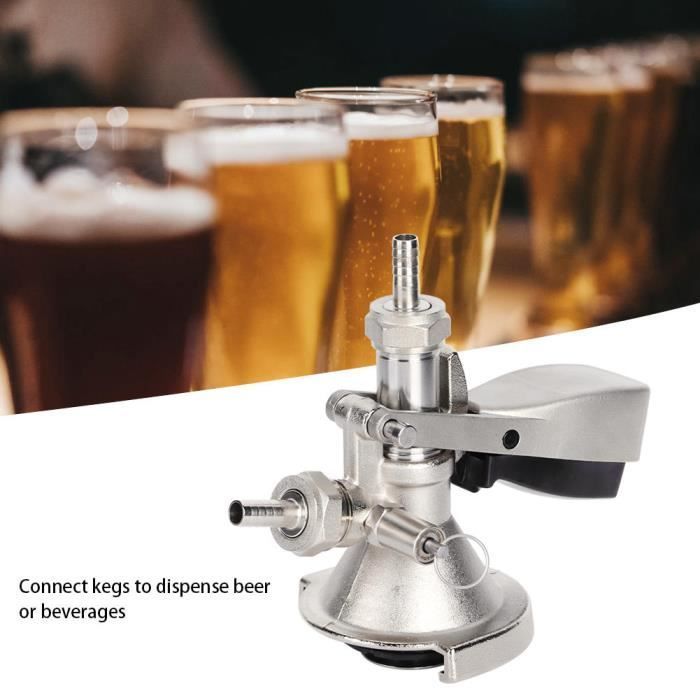 Acoplador para barril de cerveza - Accesorio dispensador de acero inoxidable - Gris - Para barriles de cerveza y refrescos de cola