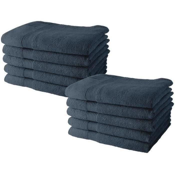 Juego de 10 toallas de baño TODAY de 50x90 cm, 100% algodón - Denim