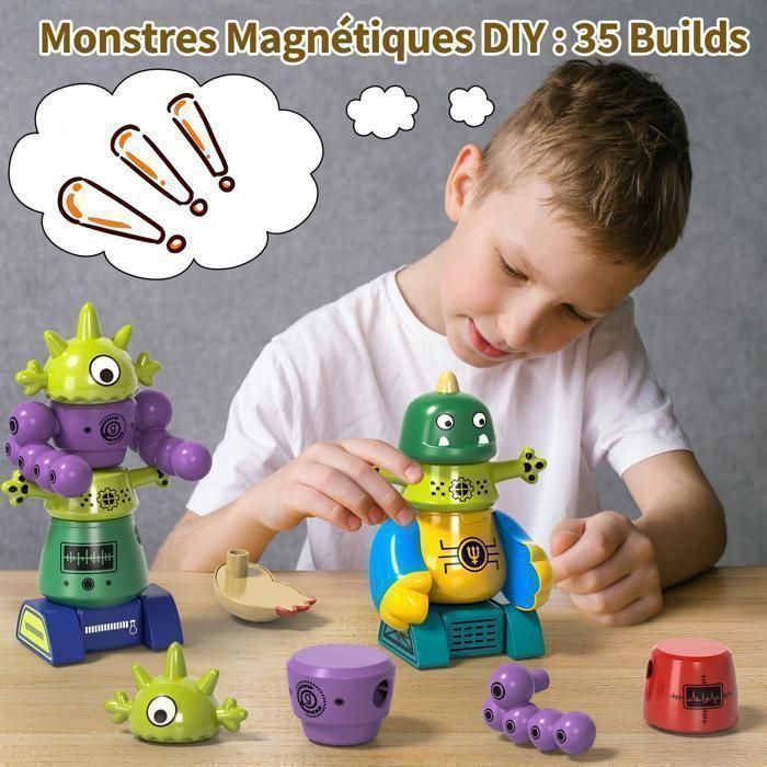 Jeu de construction magnétique-Kukufun -Set Monstres 35 pièces- Jouet éducatif STEM 3-8 ans-Cadeau enfant