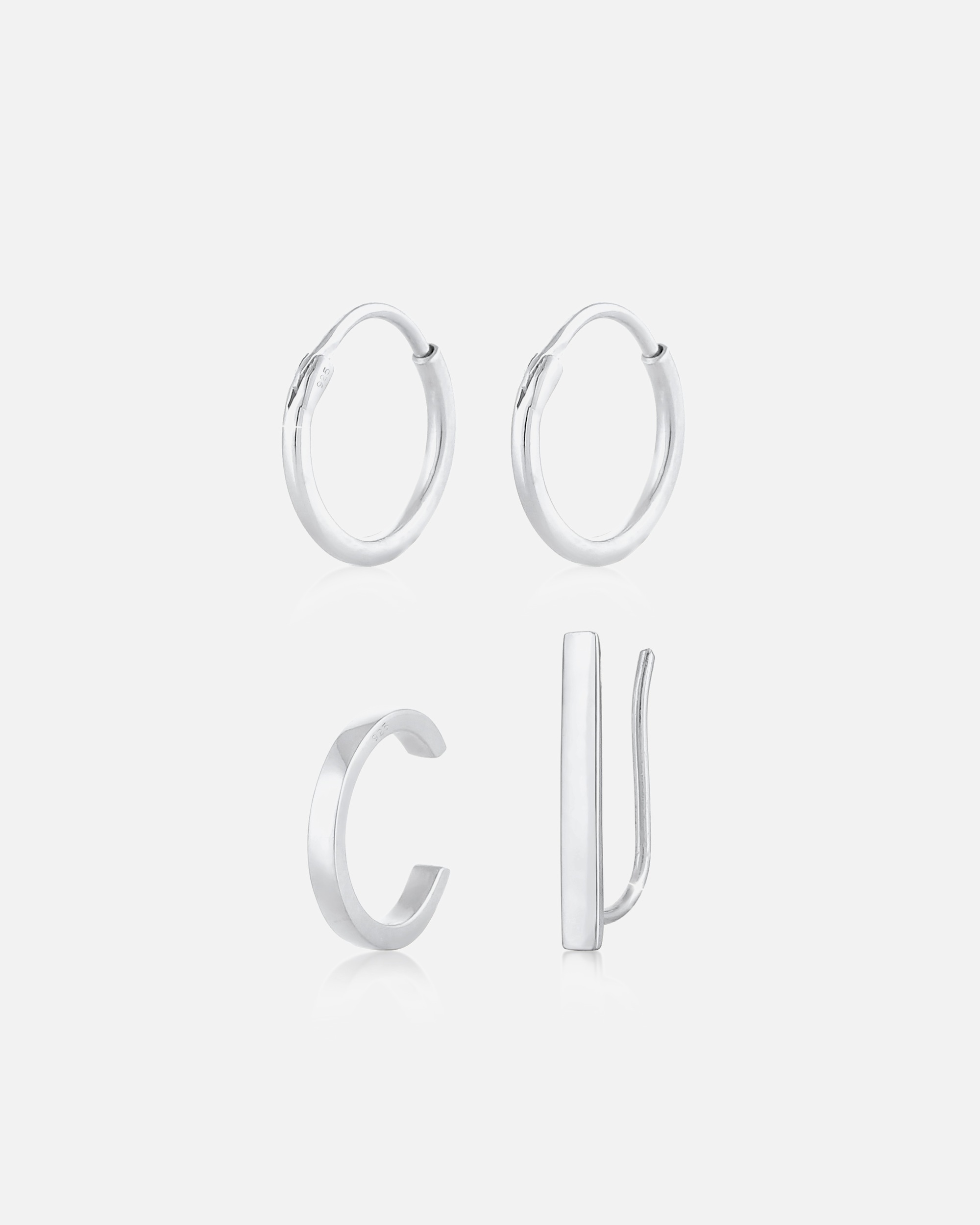 Elli Créoles Earcuff Earclimber Trend Blogger Basic Boucles d'Oreilles Femme - (925/1000) Argent
