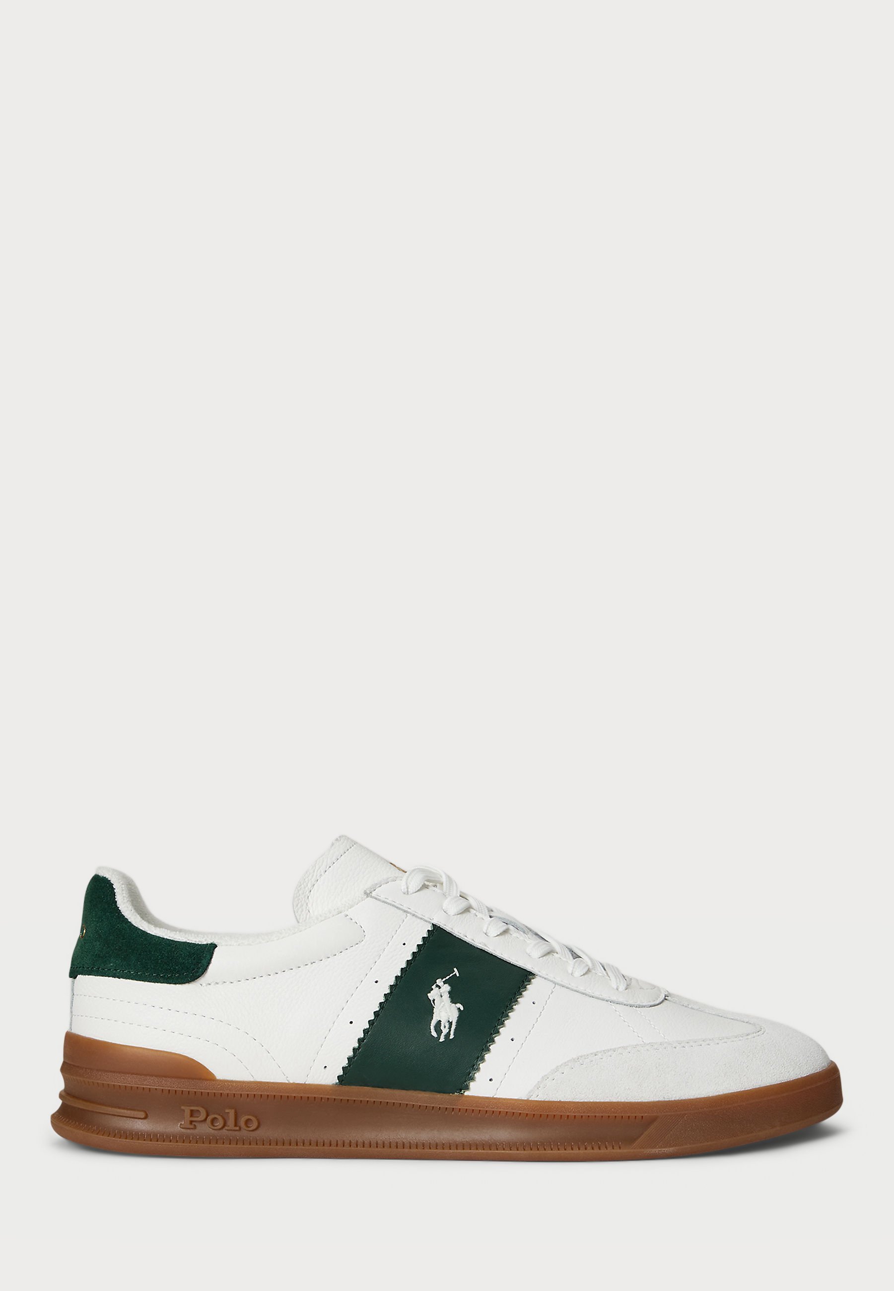 Polo Ralph Lauren HERITAGE AERA LEATHER SNEAKER UNISEX - Sneakers - gebroken wit/bosgroen