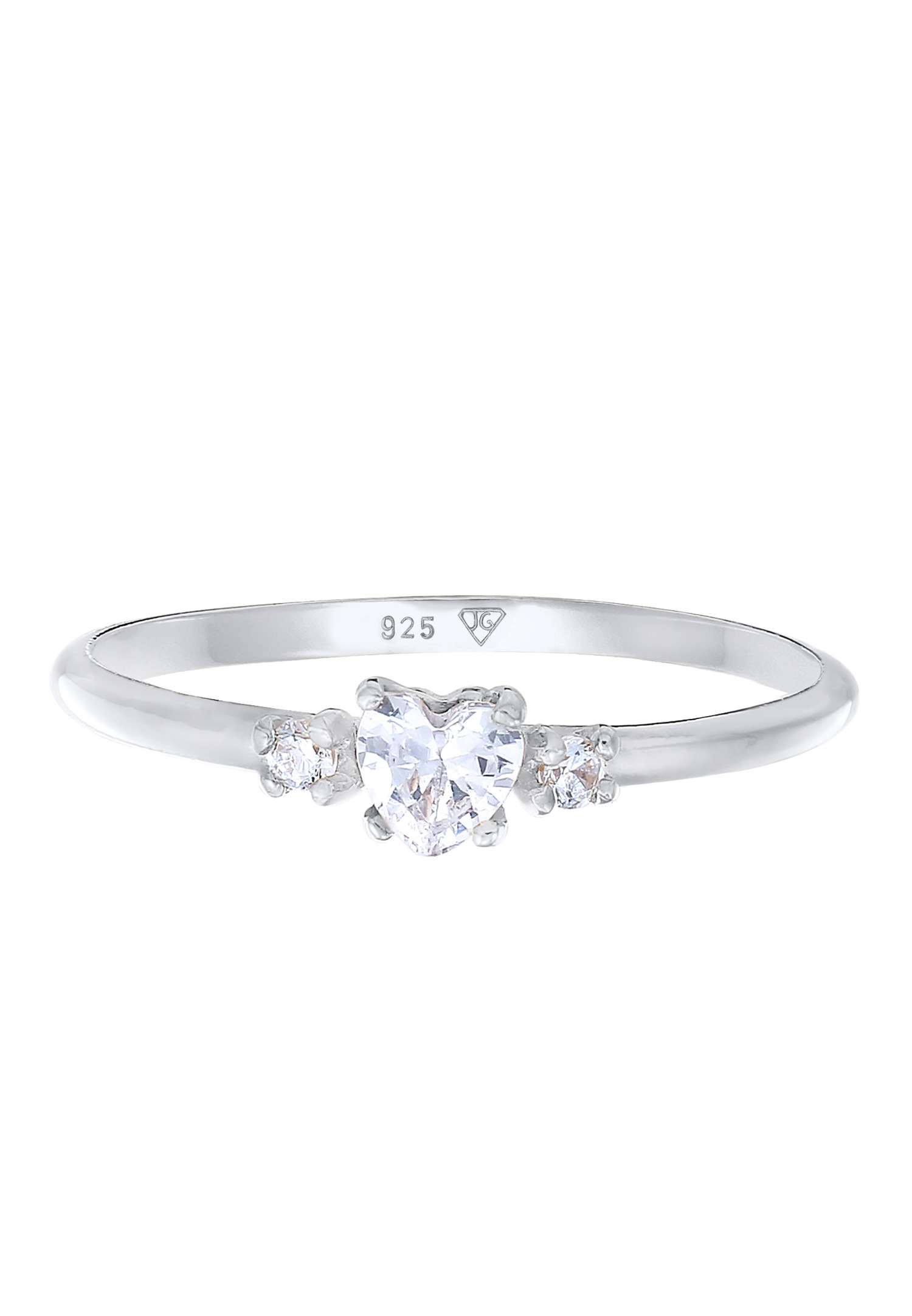 Elli Femmes Bague de fiançailles Cœur avec cristal de zirconium en argent sterling 925